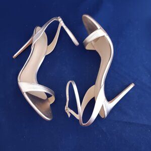 NWOB Alexandre Birman Gold-Leather High Heel Ankle Strap Sandals